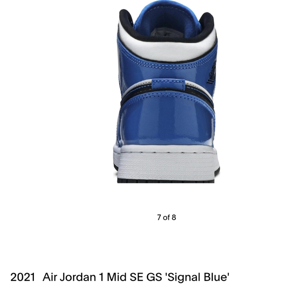 NIKE 2021 Air Jordan 1 Mid SE GS Signal Blue/ White/ Black- 5.5 youth - Picture 5 of 16